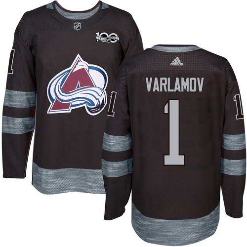 Adidas Avalanche #1 Semyon Varlamov Black 1917-100th Anniversary Stitched NHL Jersey